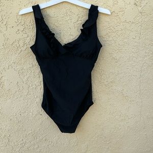 Women’s black raffle one piece swimsuit NWT